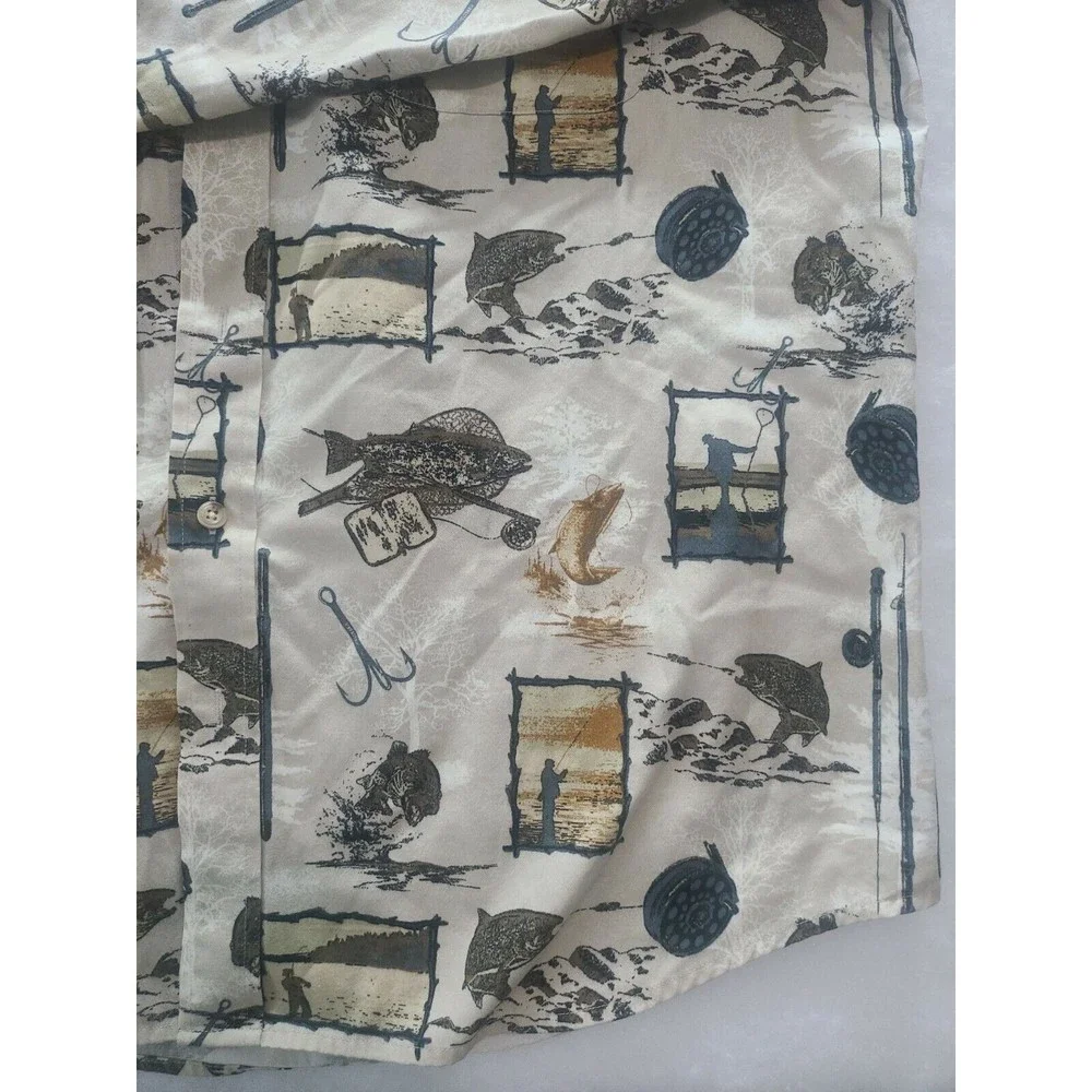 Natural Issue Angler Fishing Button Down Shirt Tan Brown Wrinkle Free Sz: XLT - Picture 2 of 10
